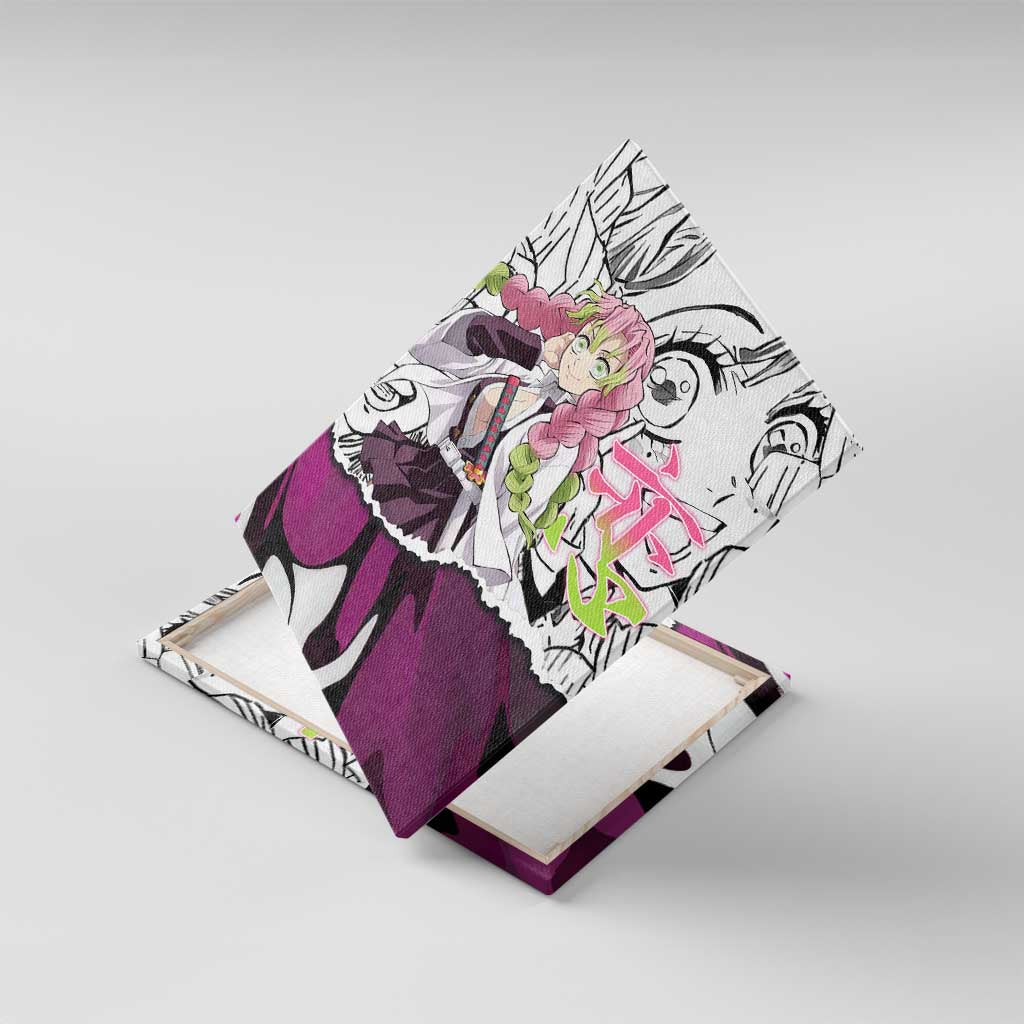 Mitsuri Kanroji Demon Slayer Manga Collage Canvas Wall Art with Pink and Purple Love Hashira Aesthetic - The Mazicc