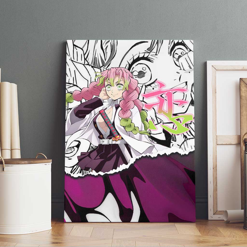 Mitsuri Kanroji Demon Slayer Manga Collage Canvas Wall Art with Pink and Purple Love Hashira Aesthetic - The Mazicc