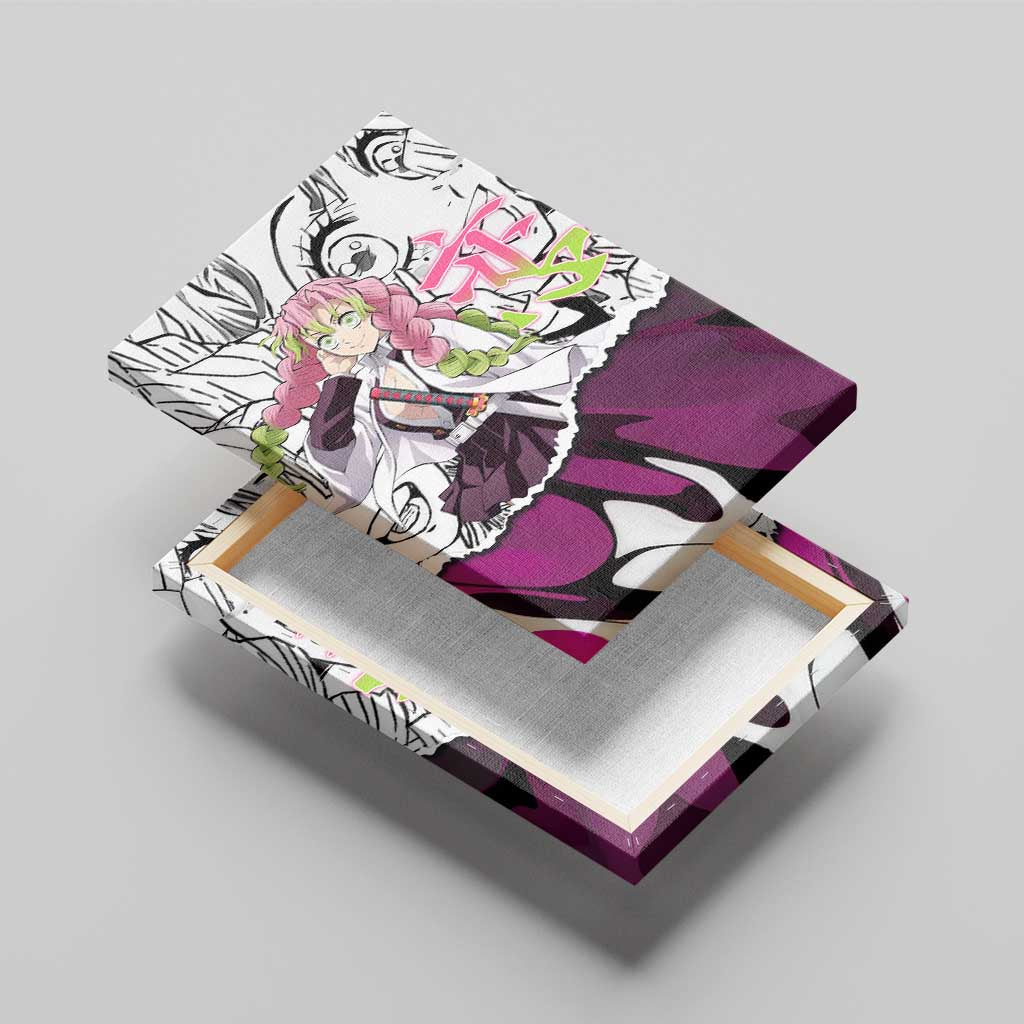 Mitsuri Kanroji Demon Slayer Manga Collage Canvas Wall Art with Pink and Purple Love Hashira Aesthetic - The Mazicc