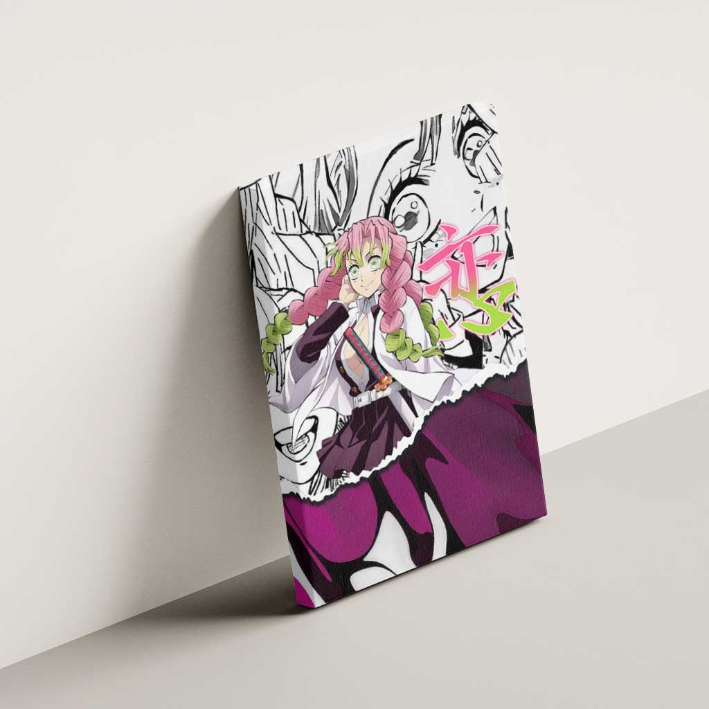 Mitsuri Kanroji Demon Slayer Manga Collage Canvas Wall Art with Pink and Purple Love Hashira Aesthetic - The Mazicc