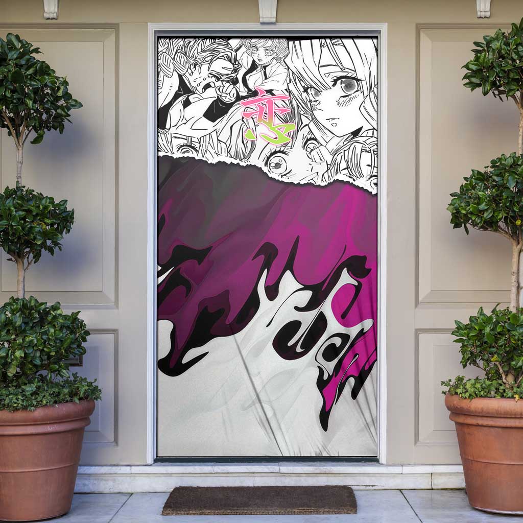 Mitsuri Kanroji Demon Slayer Manga Collage Door Cover with Pink and Purple Love Hashira Aesthetic - The Mazicc