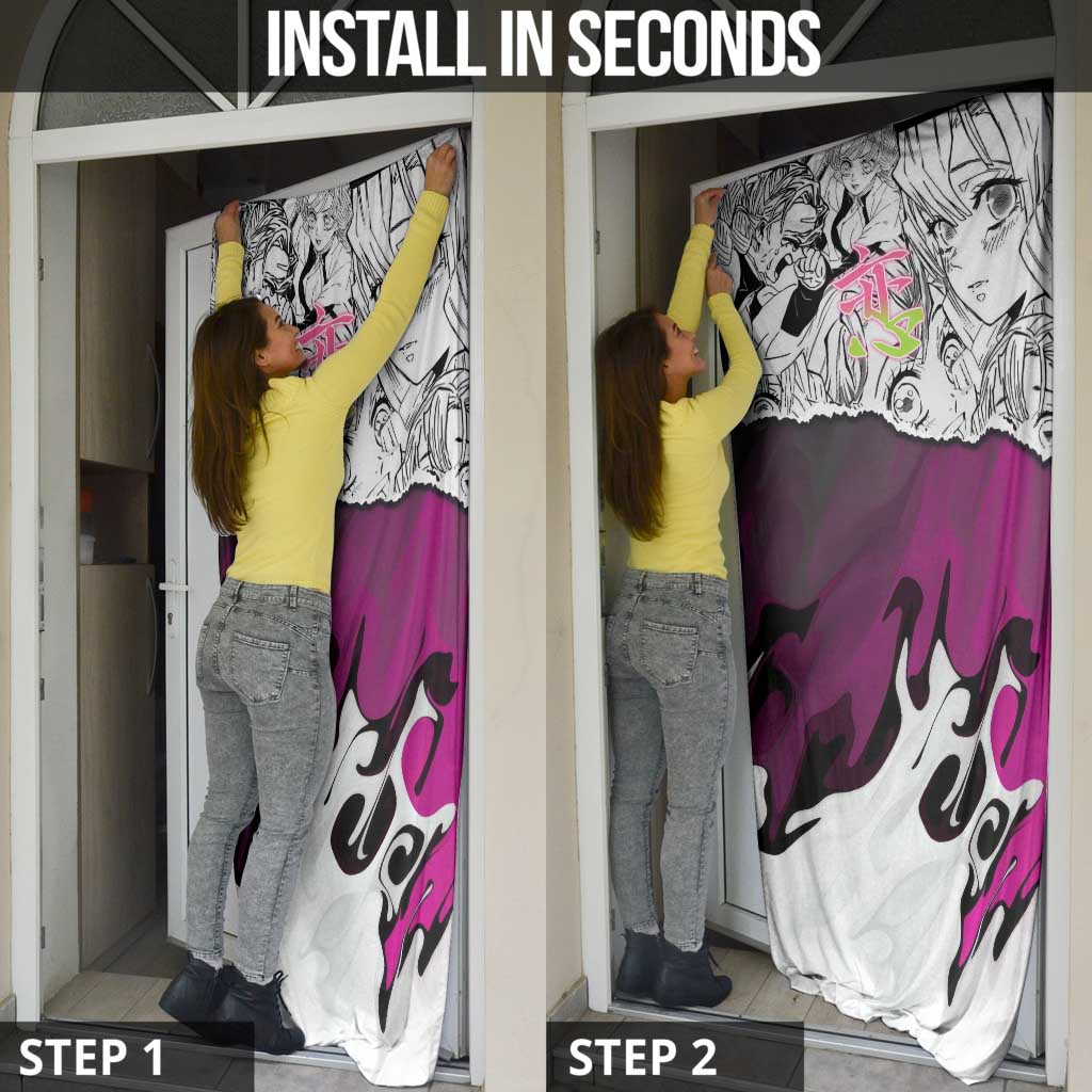 Mitsuri Kanroji Demon Slayer Manga Collage Door Cover with Pink and Purple Love Hashira Aesthetic - The Mazicc