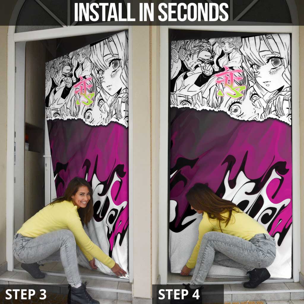 Mitsuri Kanroji Demon Slayer Manga Collage Door Cover with Pink and Purple Love Hashira Aesthetic - The Mazicc