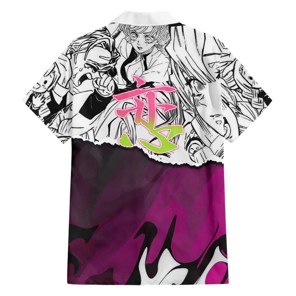 Mitsuri Kanroji Demon Slayer Manga Collage Family Matching Mermaid Dress and Hawaiian Shirt with Pink and Purple Love Hashira Aesthetic