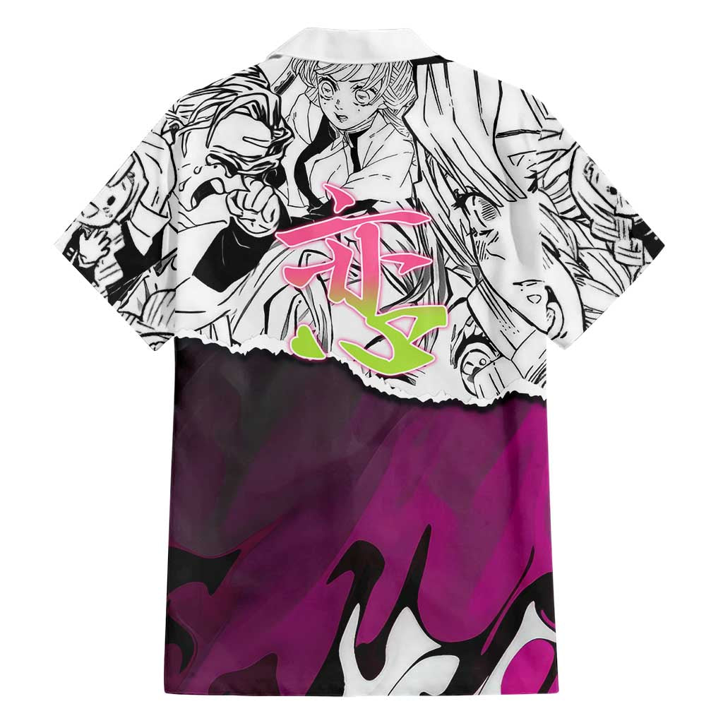 Mitsuri Kanroji Demon Slayer Manga Collage Family Matching Tank Maxi Dress and Hawaiian Shirt with Pink and Purple Love Hashira Aesthetic