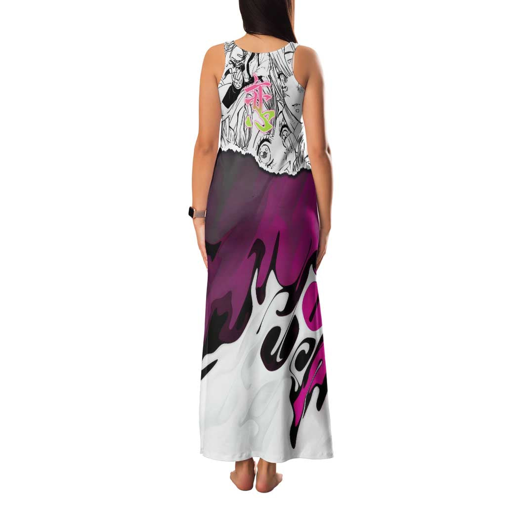 Mitsuri Kanroji Demon Slayer Manga Collage Family Matching Tank Maxi Dress and Hawaiian Shirt with Pink and Purple Love Hashira Aesthetic