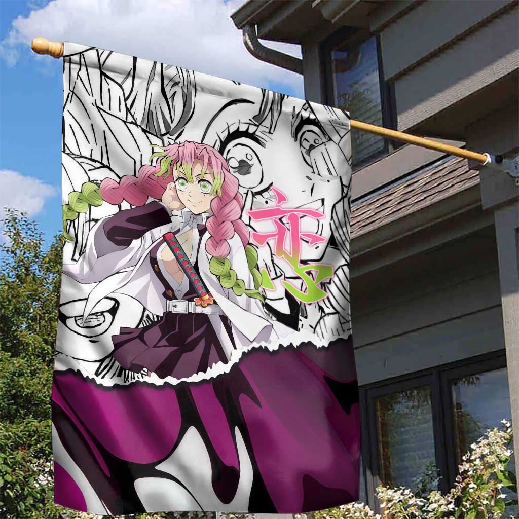 Mitsuri Kanroji Demon Slayer Manga Collage Garden Flag with Pink and Purple Love Hashira Aesthetic - The Mazicc