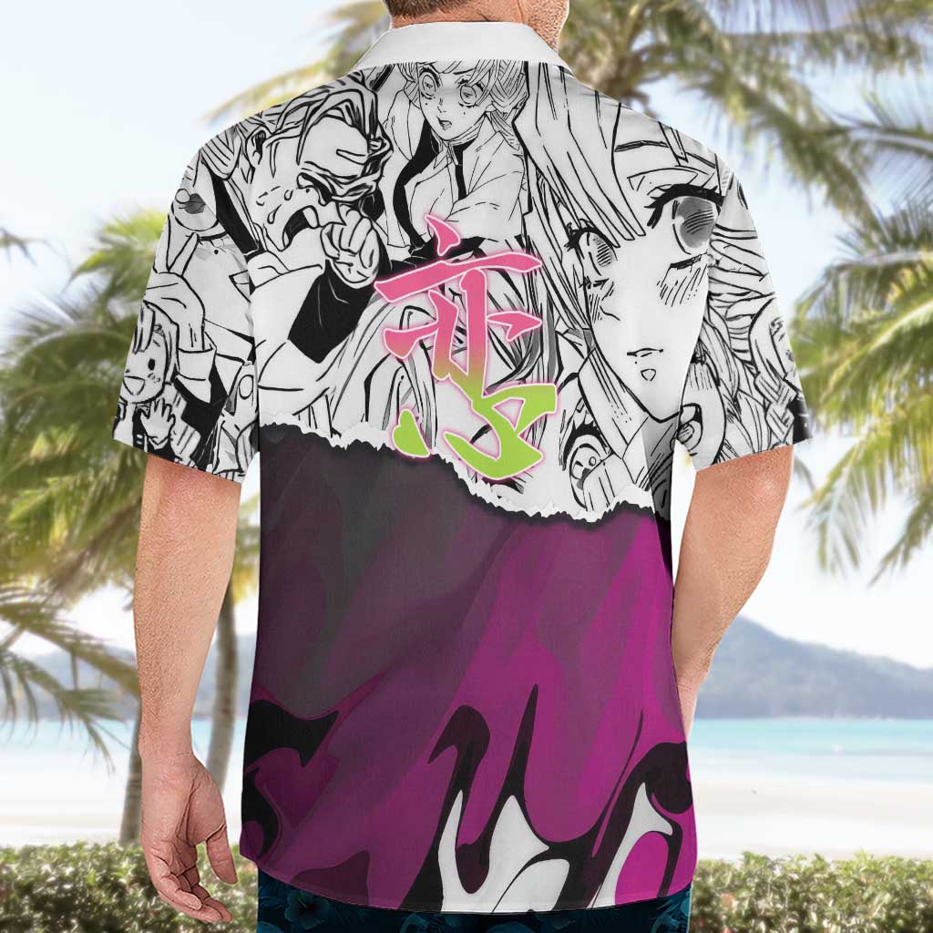 Mitsuri Kanroji Demon Slayer Manga Collage Hawaiian Shirt with Pink and Purple Love Hashira Aesthetic - The Mazicc