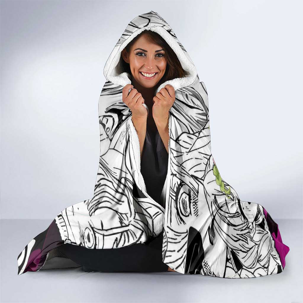 Mitsuri Kanroji Demon Slayer Manga Collage Hooded Blanket with Pink and Purple Love Hashira Aesthetic - The Mazicc