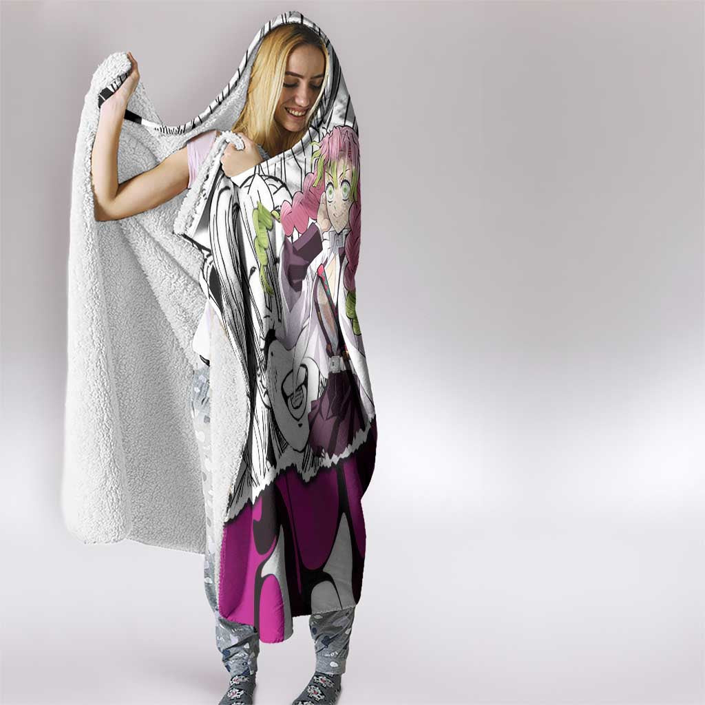 Mitsuri Kanroji Demon Slayer Manga Collage Hooded Blanket with Pink and Purple Love Hashira Aesthetic - The Mazicc