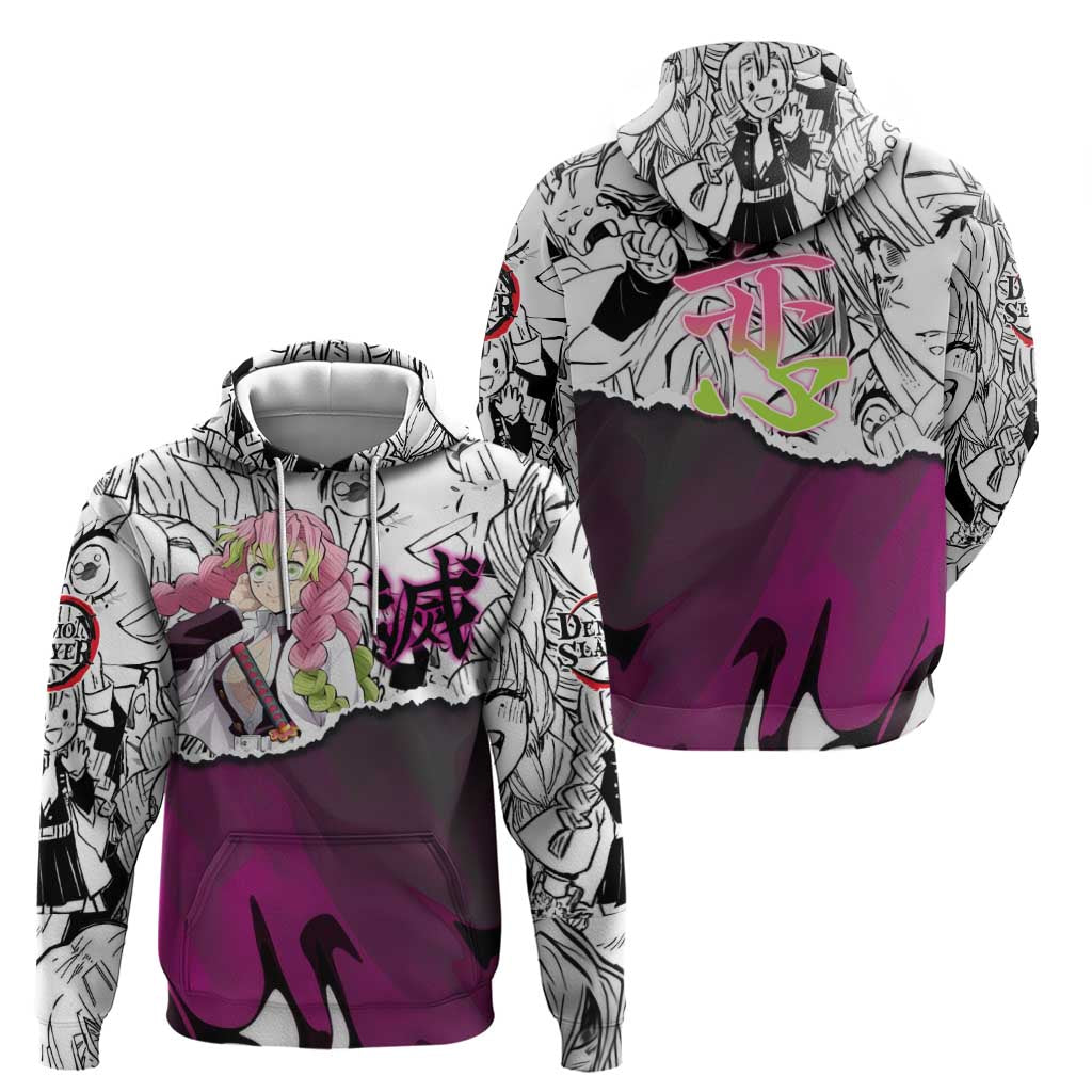 Mitsuri Kanroji Demon Slayer Manga Collage Hoodie with Pink and Purple Love Hashira Aesthetic - The Mazicc