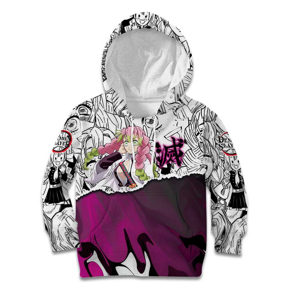 Mitsuri Kanroji Demon Slayer Manga Collage Kid Hoodie with Pink and Purple Love Hashira Aesthetic - The Mazicc