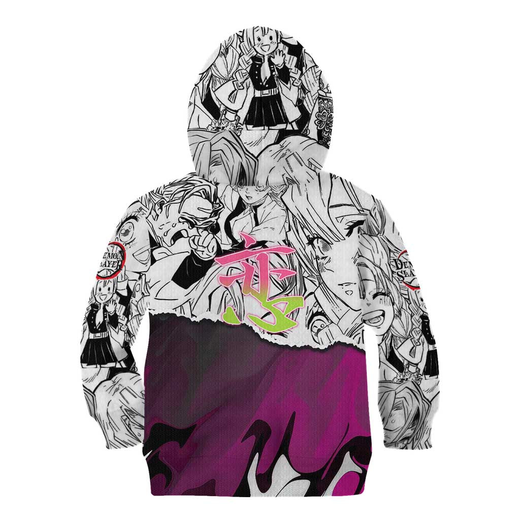 Mitsuri Kanroji Demon Slayer Manga Collage Kid Hoodie with Pink and Purple Love Hashira Aesthetic - The Mazicc