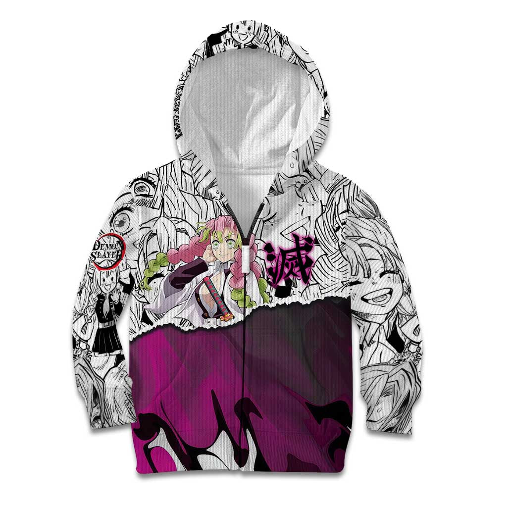 Mitsuri Kanroji Demon Slayer Manga Collage Kid Hoodie with Pink and Purple Love Hashira Aesthetic - The Mazicc