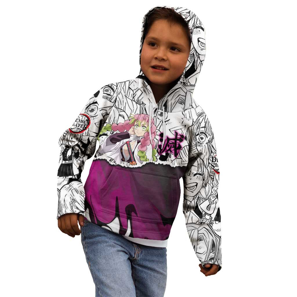 Mitsuri Kanroji Demon Slayer Manga Collage Kid Hoodie with Pink and Purple Love Hashira Aesthetic - The Mazicc
