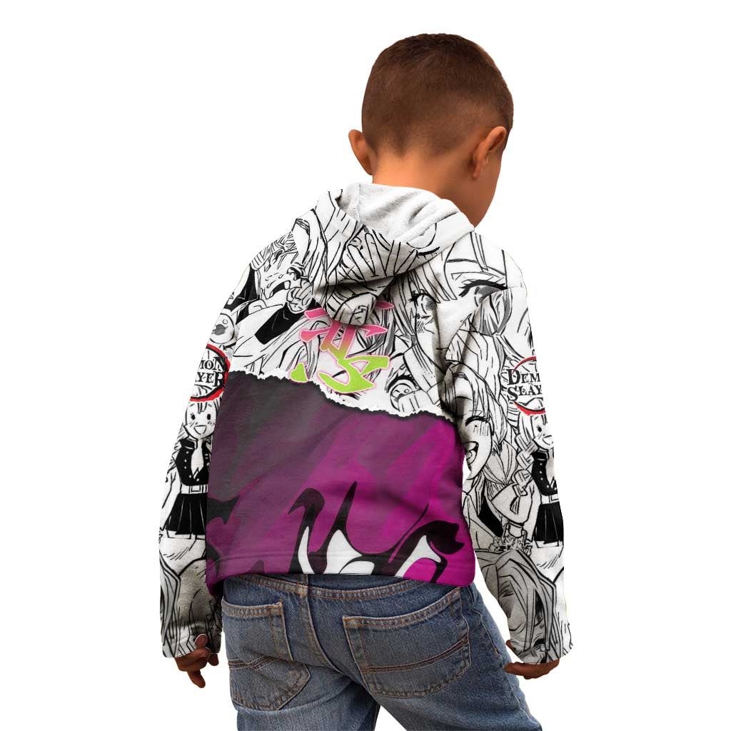Mitsuri Kanroji Demon Slayer Manga Collage Kid Hoodie with Pink and Purple Love Hashira Aesthetic - The Mazicc