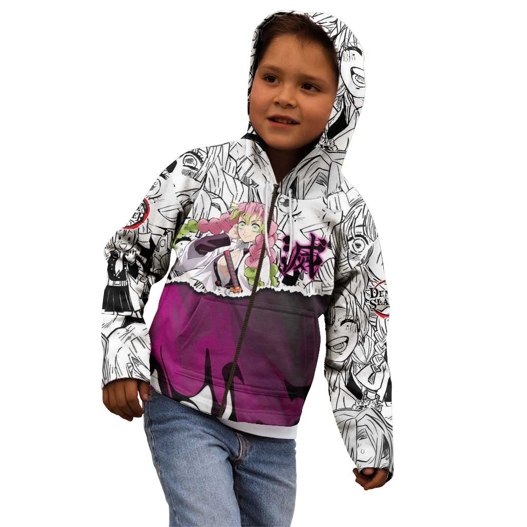 Mitsuri Kanroji Demon Slayer Manga Collage Kid Hoodie with Pink and Purple Love Hashira Aesthetic - The Mazicc