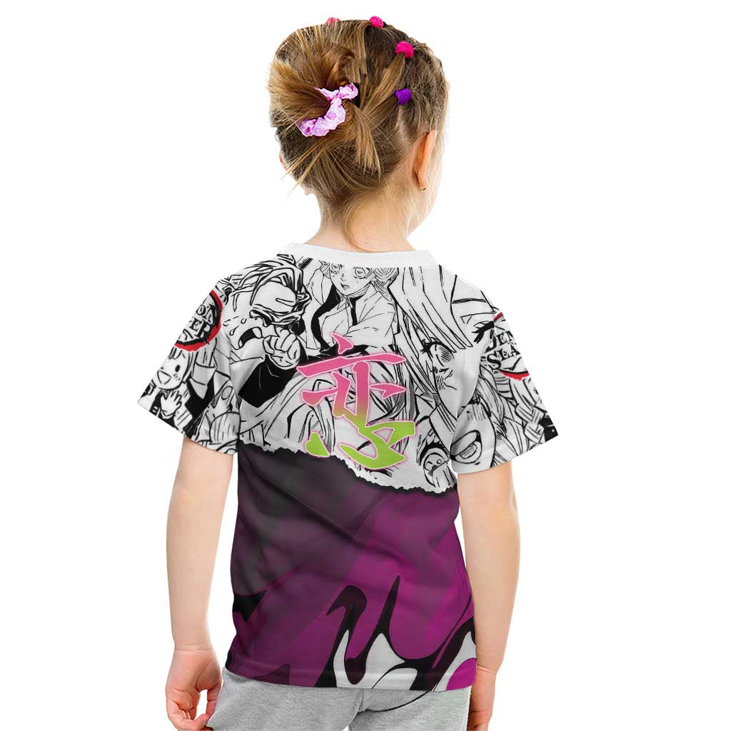 Mitsuri Kanroji Demon Slayer Manga Collage Kid T Shirt with Pink and Purple Love Hashira Aesthetic - The Mazicc