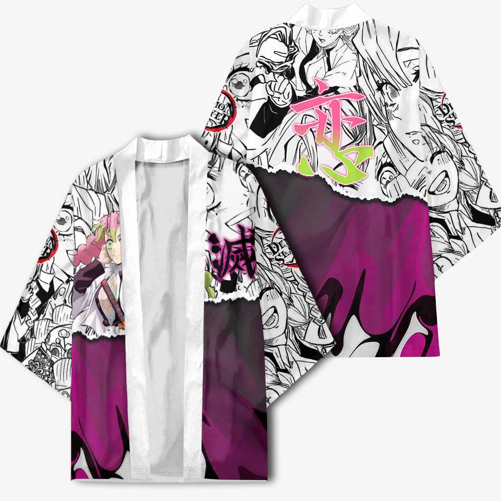 Mitsuri Kanroji Demon Slayer Manga Collage Kimono with Pink and Purple Love Hashira Aesthetic - The Mazicc