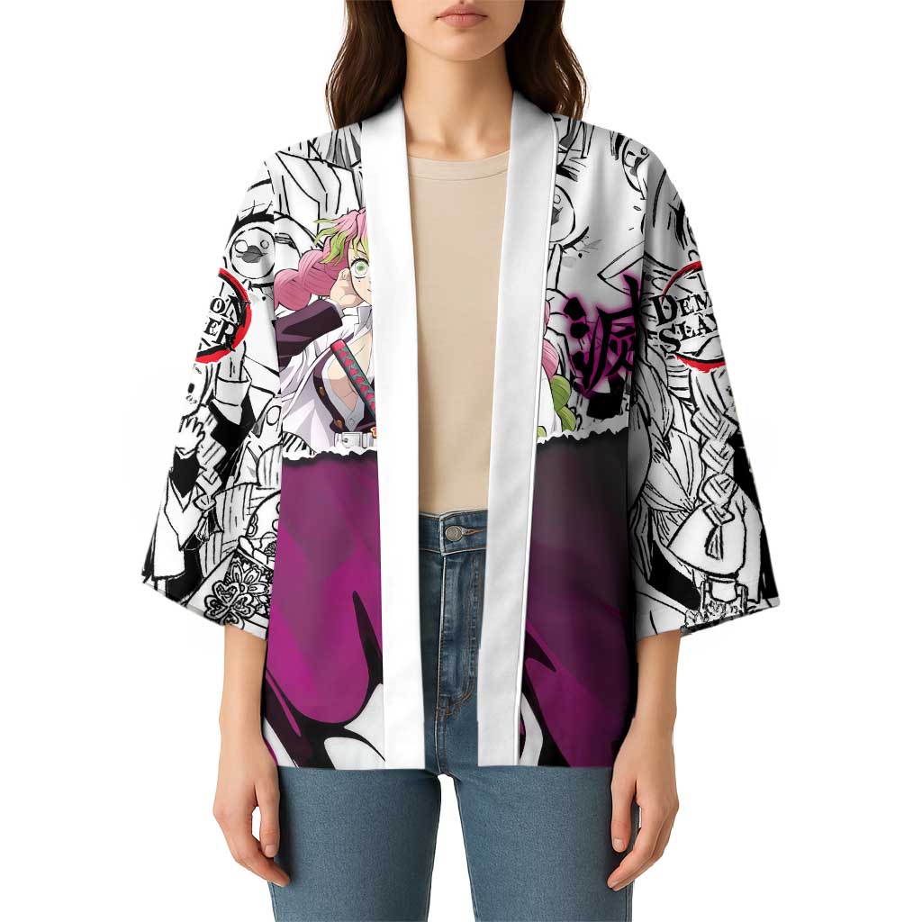 Mitsuri Kanroji Demon Slayer Manga Collage Kimono with Pink and Purple Love Hashira Aesthetic - The Mazicc