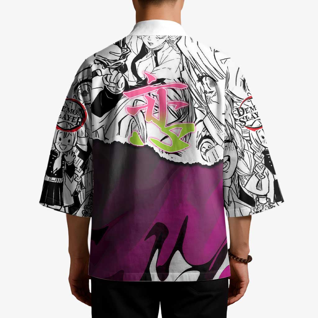 Mitsuri Kanroji Demon Slayer Manga Collage Kimono with Pink and Purple Love Hashira Aesthetic - The Mazicc