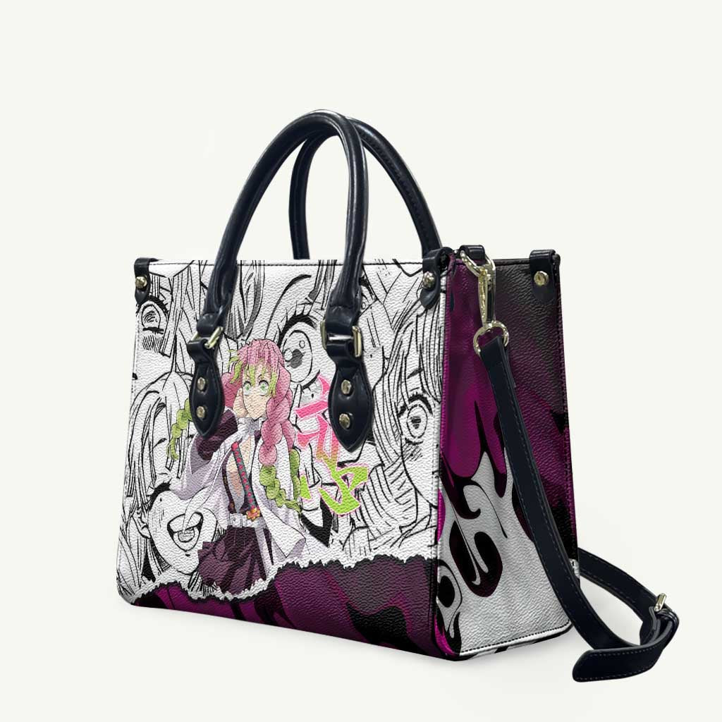 Mitsuri Kanroji Demon Slayer Manga Collage Leather Bag with Pink and Purple Love Hashira Aesthetic - The Mazicc