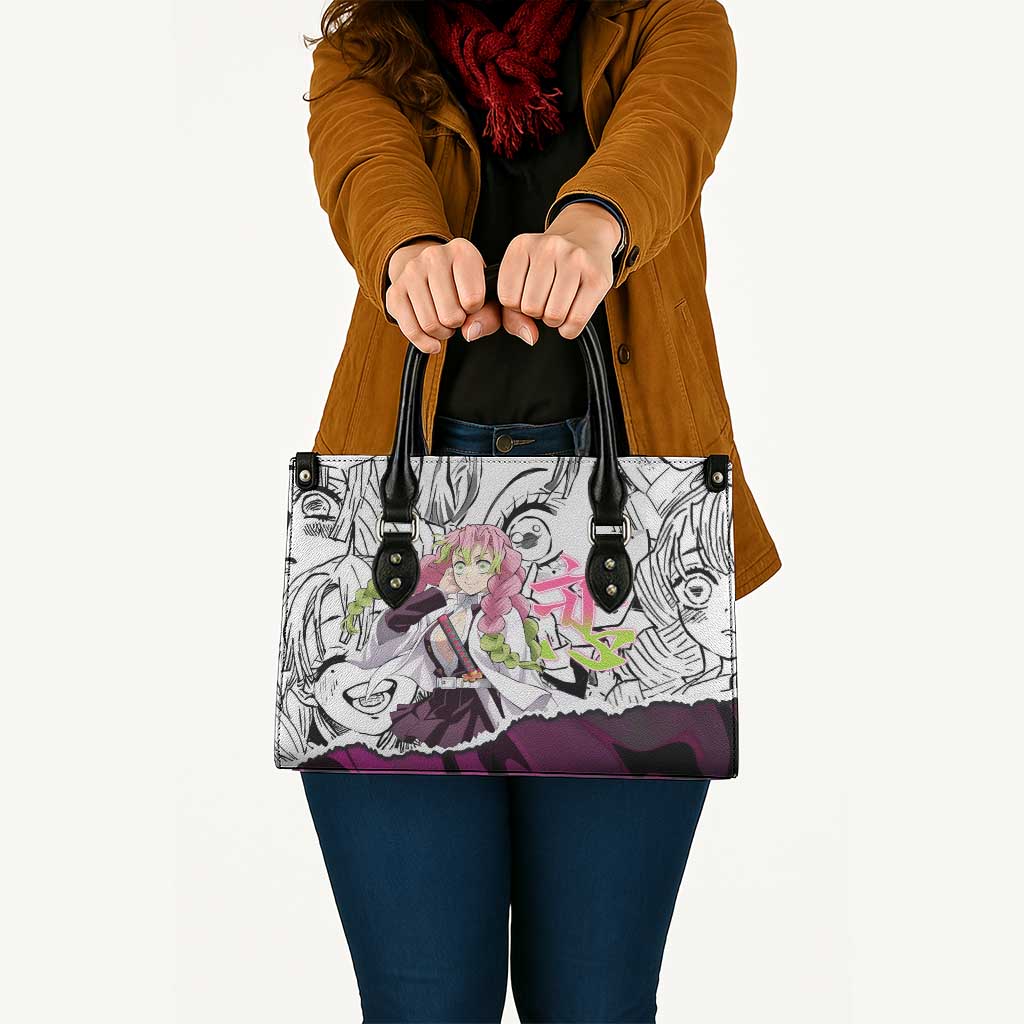 Mitsuri Kanroji Demon Slayer Manga Collage Leather Bag with Pink and Purple Love Hashira Aesthetic - The Mazicc