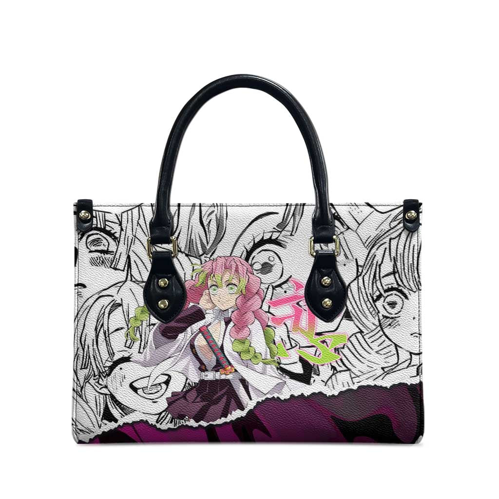 Mitsuri Kanroji Demon Slayer Manga Collage Leather Bag with Pink and Purple Love Hashira Aesthetic - The Mazicc