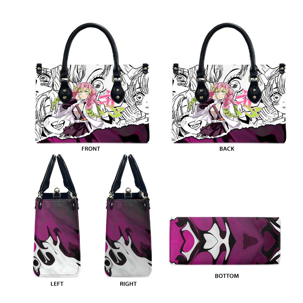 Mitsuri Kanroji Demon Slayer Manga Collage Leather Bag with Pink and Purple Love Hashira Aesthetic - The Mazicc