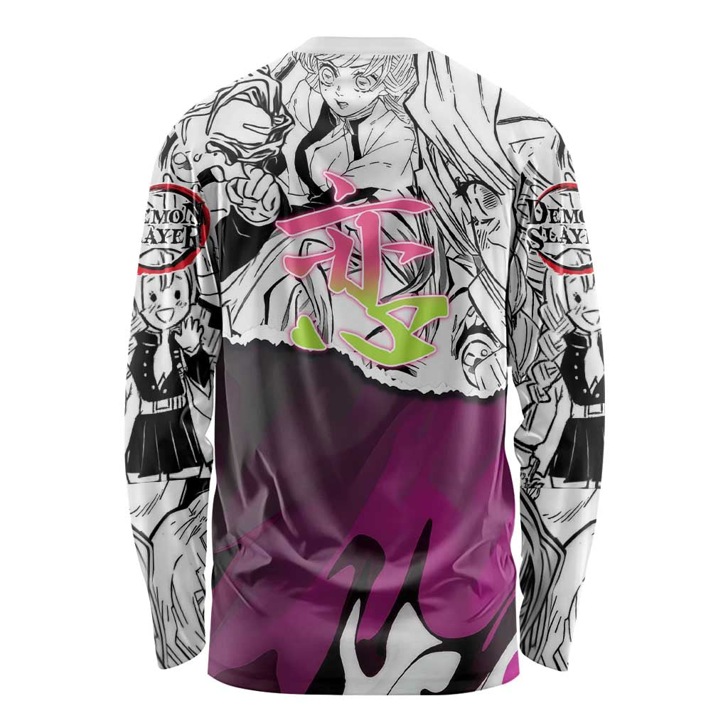 Mitsuri Kanroji Demon Slayer Manga Collage Long Sleeve Shirt with Pink and Purple Love Hashira Aesthetic - The Mazicc