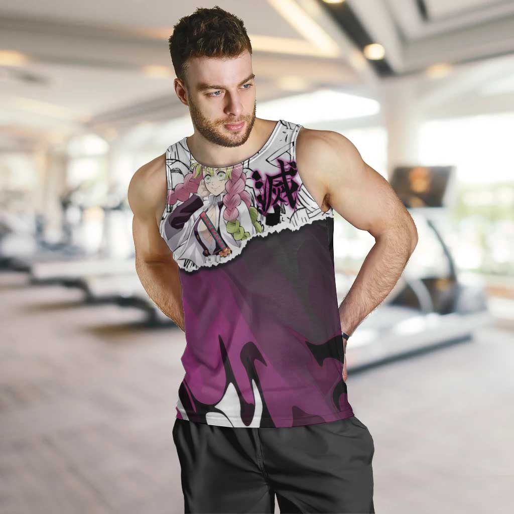 Mitsuri Kanroji Demon Slayer Manga Collage Men Tank Top with Pink and Purple Love Hashira Aesthetic - The Mazicc