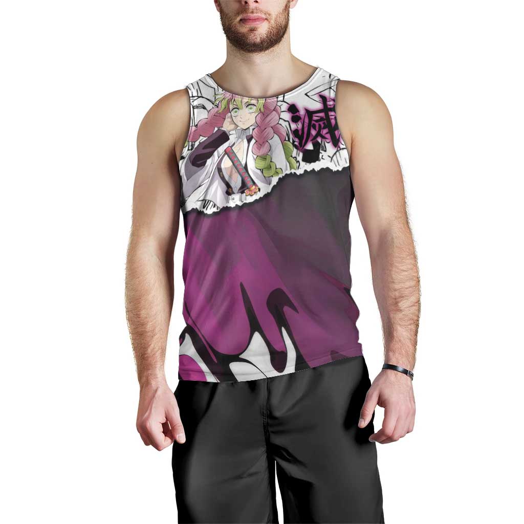 Mitsuri Kanroji Demon Slayer Manga Collage Men Tank Top with Pink and Purple Love Hashira Aesthetic - The Mazicc