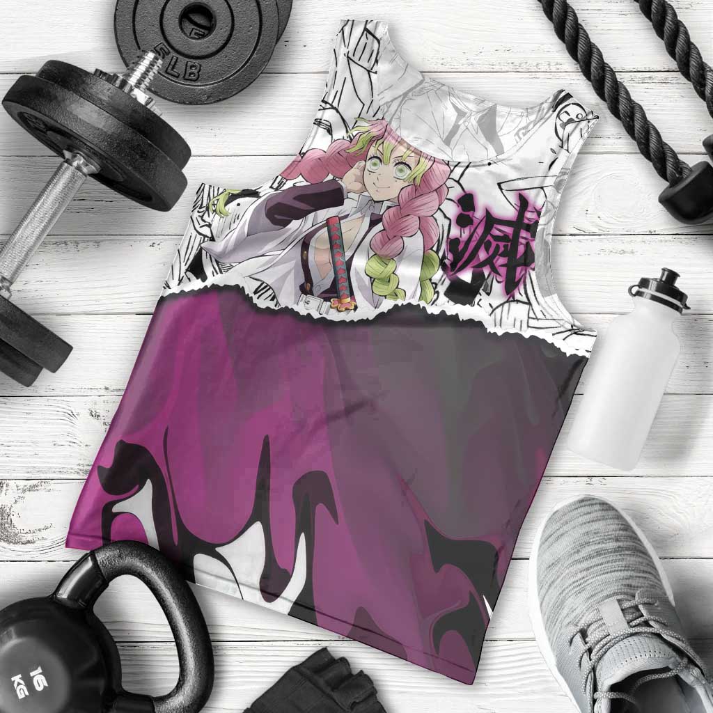 Mitsuri Kanroji Demon Slayer Manga Collage Men Tank Top with Pink and Purple Love Hashira Aesthetic - The Mazicc
