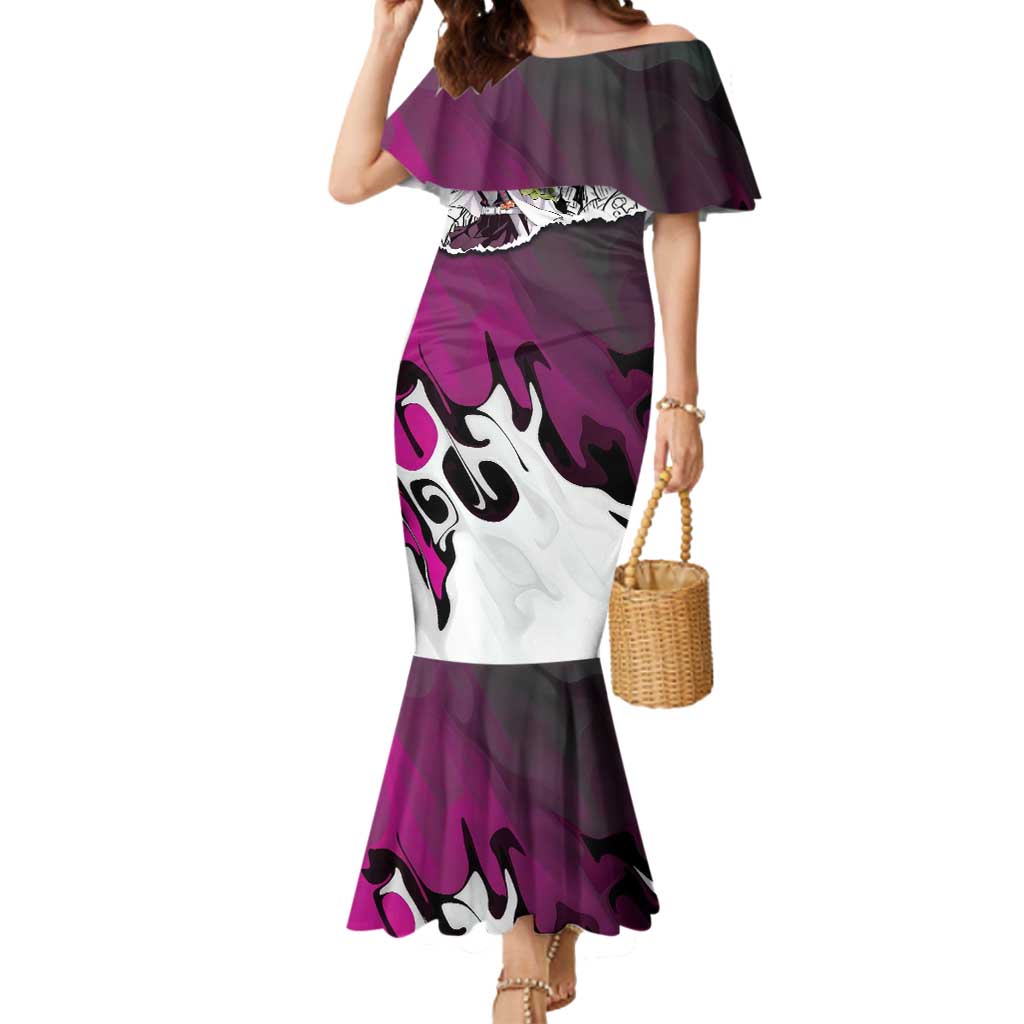 Mitsuri Kanroji Demon Slayer Manga Collage Mermaid Dress with Pink and Purple Love Hashira Aesthetic - The Mazicc