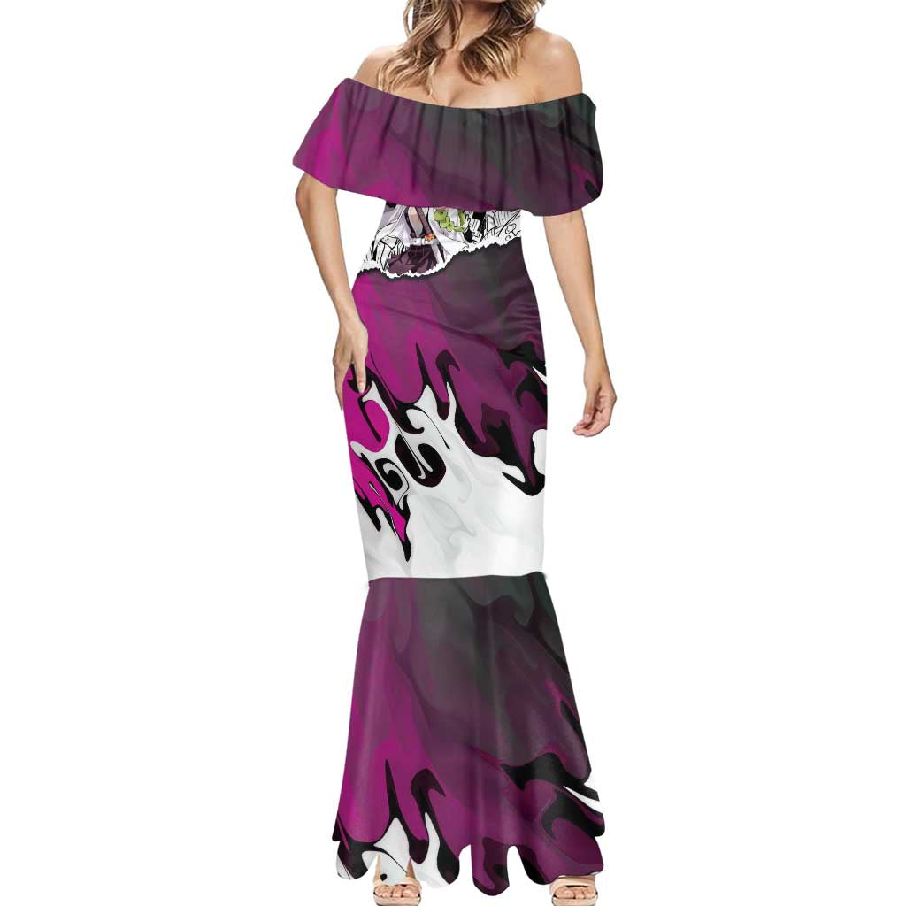 Mitsuri Kanroji Demon Slayer Manga Collage Mermaid Dress with Pink and Purple Love Hashira Aesthetic - The Mazicc