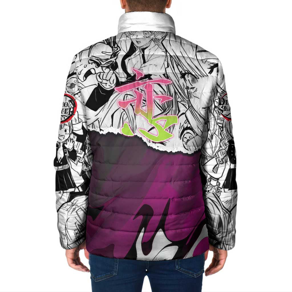Mitsuri Kanroji Demon Slayer Manga Collage Padded Jacket with Pink and Purple Love Hashira Aesthetic - The Mazicc