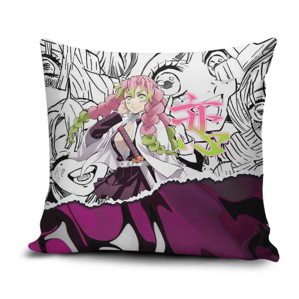 Mitsuri Kanroji Demon Slayer Manga Collage Pillow Cover with Pink and Purple Love Hashira Aesthetic - The Mazicc