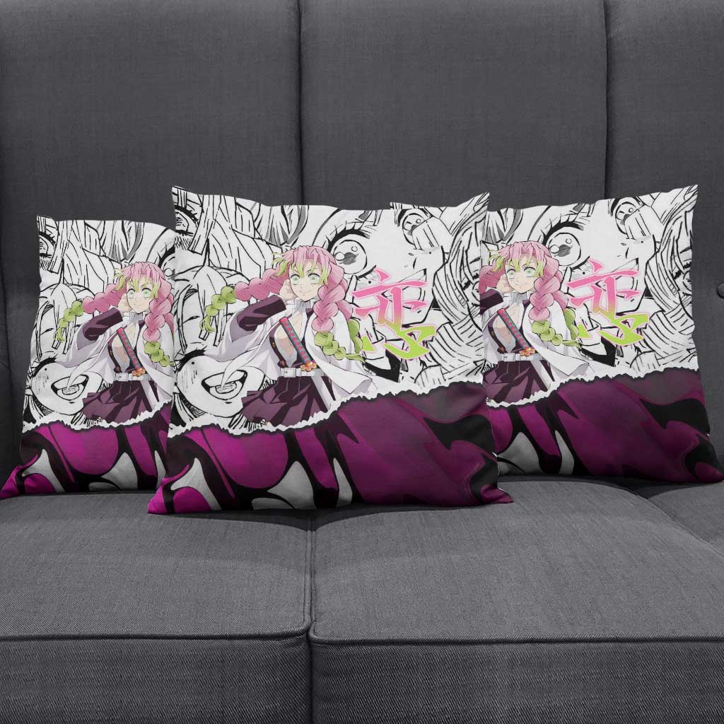 Mitsuri Kanroji Demon Slayer Manga Collage Pillow Cover with Pink and Purple Love Hashira Aesthetic - The Mazicc