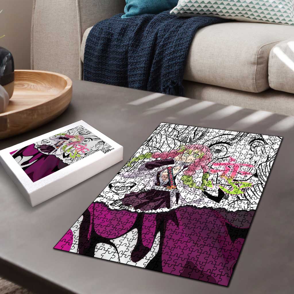 Mitsuri Kanroji Demon Slayer Manga Collage Puzzle with Pink and Purple Love Hashira Aesthetic - The Mazicc