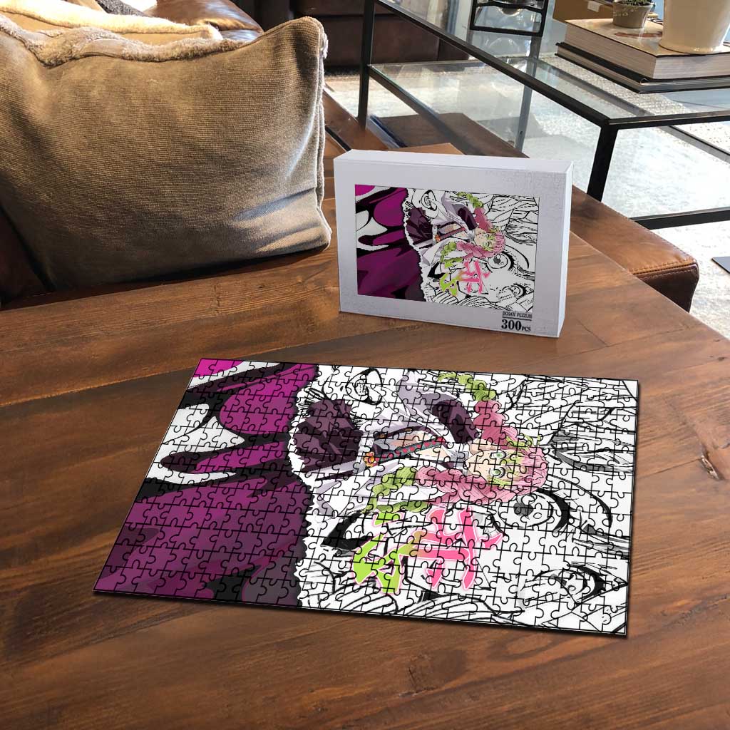 Mitsuri Kanroji Demon Slayer Manga Collage Puzzle with Pink and Purple Love Hashira Aesthetic - The Mazicc