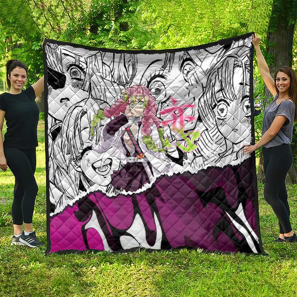 Mitsuri Kanroji Demon Slayer Manga Collage Quilt with Pink and Purple Love Hashira Aesthetic - The Mazicc