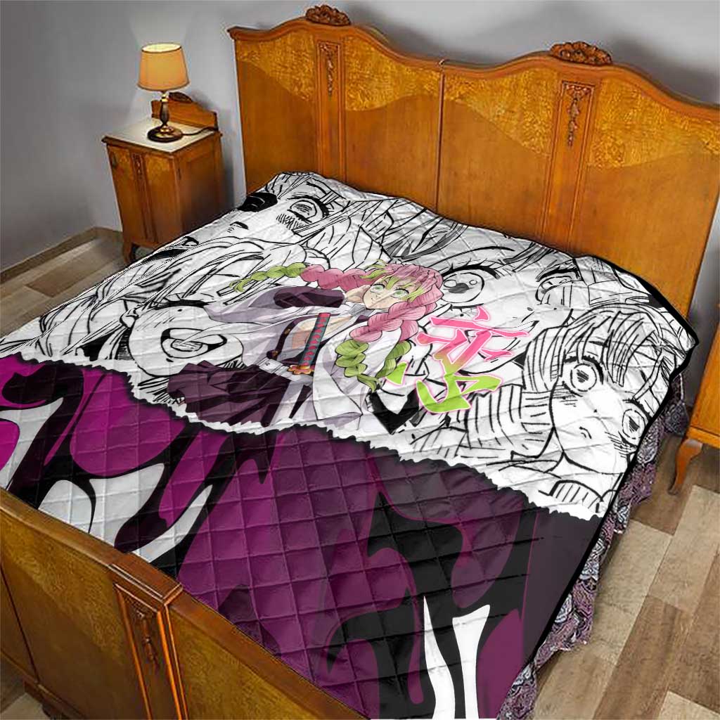 Mitsuri Kanroji Demon Slayer Manga Collage Quilt with Pink and Purple Love Hashira Aesthetic - The Mazicc
