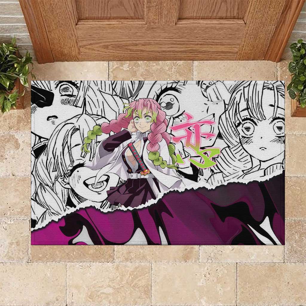 Mitsuri Kanroji Demon Slayer Manga Collage Rubber Doormat with Pink and Purple Love Hashira Aesthetic - The Mazicc