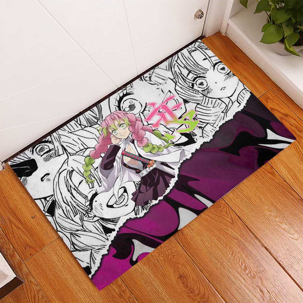 Mitsuri Kanroji Demon Slayer Manga Collage Rubber Doormat with Pink and Purple Love Hashira Aesthetic - The Mazicc