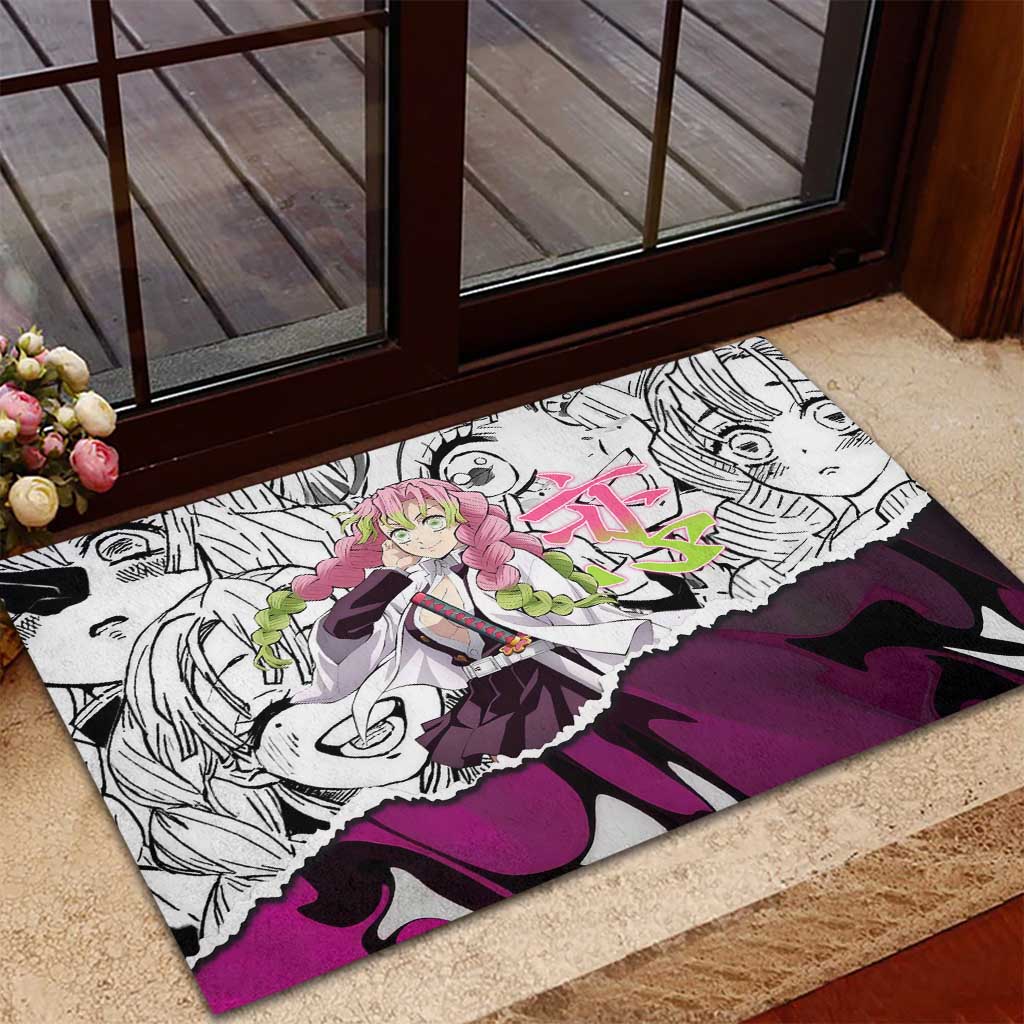 Mitsuri Kanroji Demon Slayer Manga Collage Rubber Doormat with Pink and Purple Love Hashira Aesthetic - The Mazicc