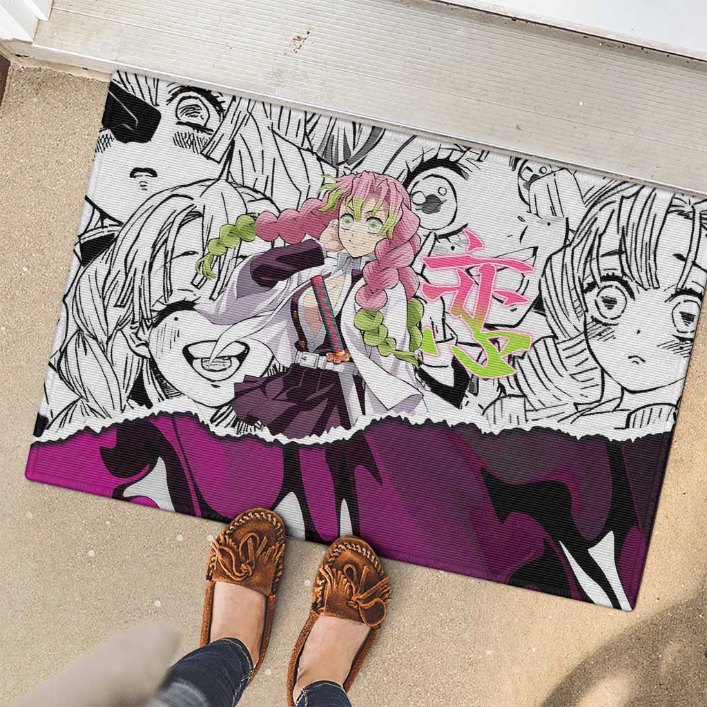 Mitsuri Kanroji Demon Slayer Manga Collage Rubber Doormat with Pink and Purple Love Hashira Aesthetic - The Mazicc