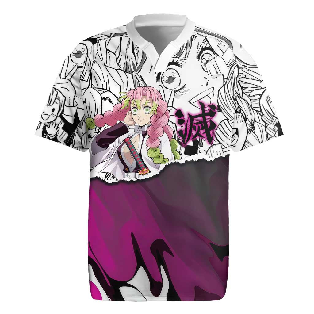 Mitsuri Kanroji Demon Slayer Manga Collage Rugby Jersey with Pink and Purple Love Hashira Aesthetic - The Mazicc
