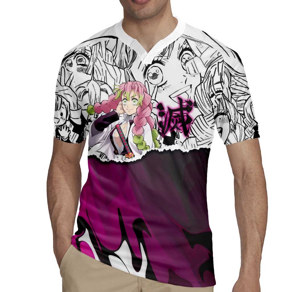 Mitsuri Kanroji Demon Slayer Manga Collage Rugby Jersey with Pink and Purple Love Hashira Aesthetic - The Mazicc