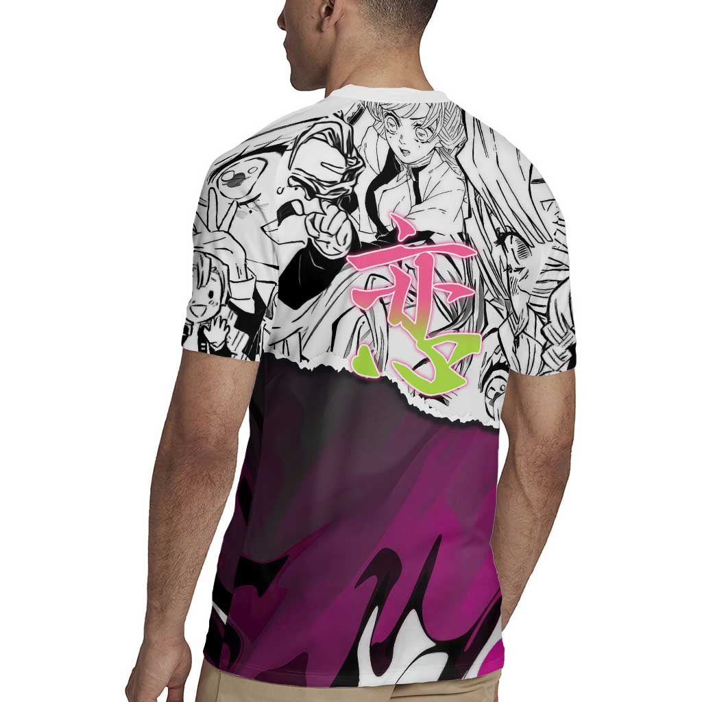 Mitsuri Kanroji Demon Slayer Manga Collage Rugby Jersey with Pink and Purple Love Hashira Aesthetic - The Mazicc