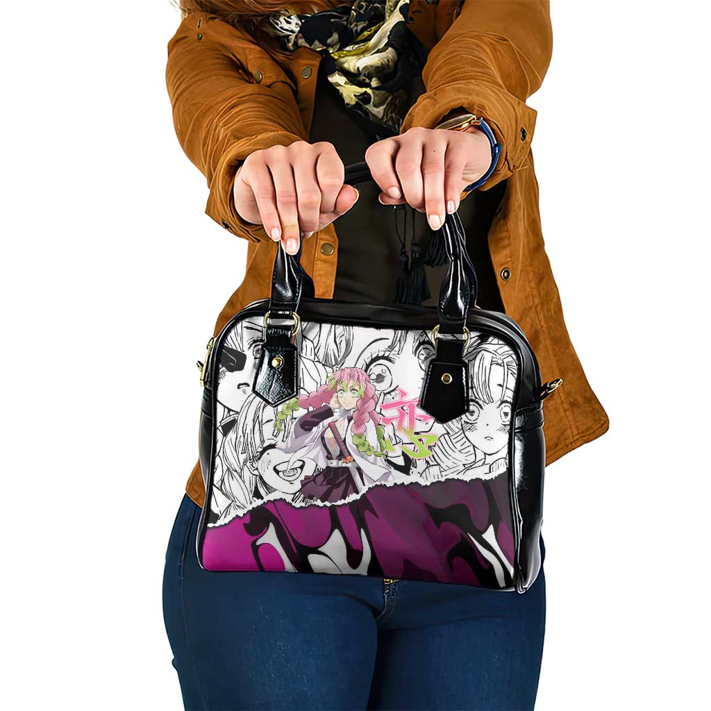 Mitsuri Kanroji Demon Slayer Manga Collage Shoulder Handbag with Pink and Purple Love Hashira Aesthetic - The Mazicc